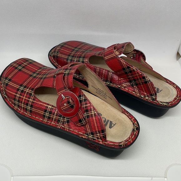 Alergria PG LITE plaid red leather mule shoes -size 36 (US 6 - 6.5) - Picture 7 of 12